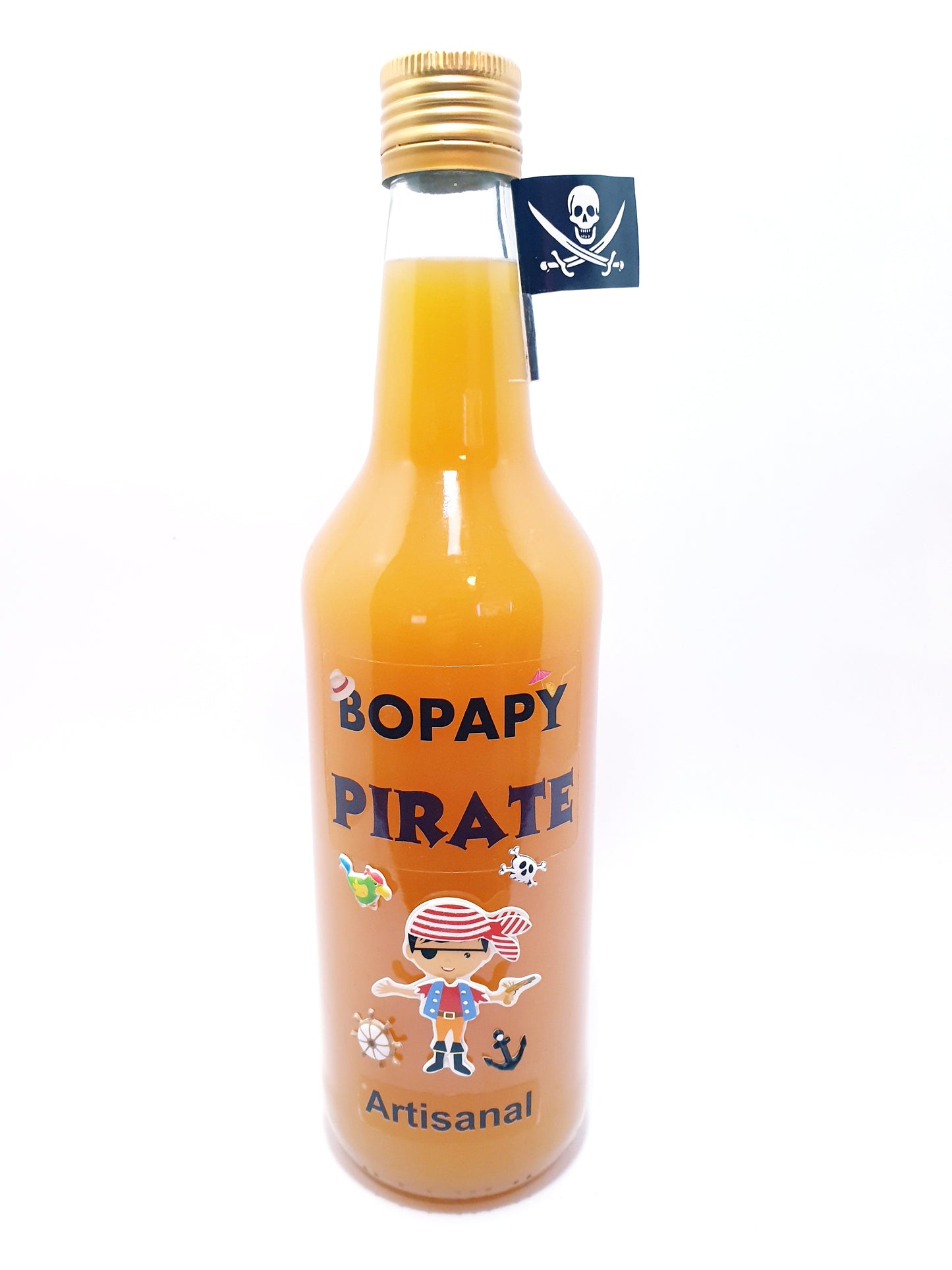 Bouteille de cocktail Pirate BOPAPY, Tequila Sunrise artisanale et prête à boire aux saveurs d'orange et grenadine.