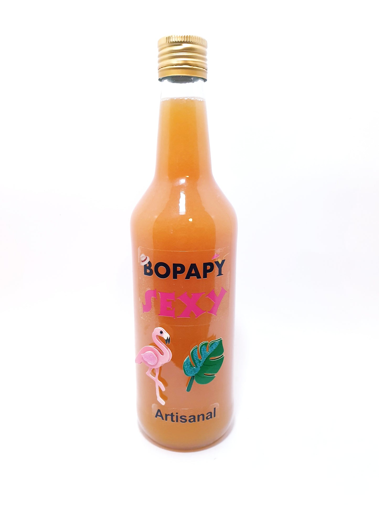 Bouteille de cocktail SEXY BOPAPY, recette fait maison de Sex on the Beach prêt à servir à la vodka et liqueur de pêche.